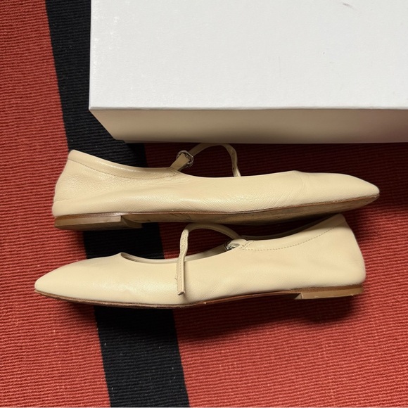 Aeyde Uma Leather Mary-Jane Flats in Creamy Napa - Picture 9 of 10
